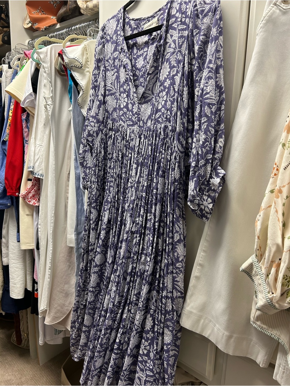 Daughters of India Lavender and White Floral Midi Dress - Picture 2 of 2